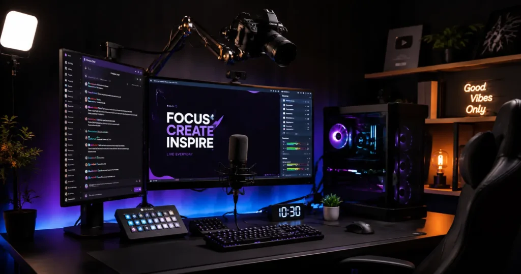 Kai Cenat streaming setup 2026 full studio desk