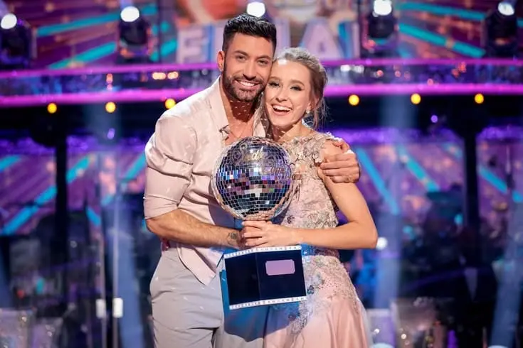 Rose Ayling-Ellis and Giovanni Pernice Celebrating Their Strictly Come Dancing Victory Actress Rose Ayling-Ellis and professional dancer Giovanni Pernice smiling